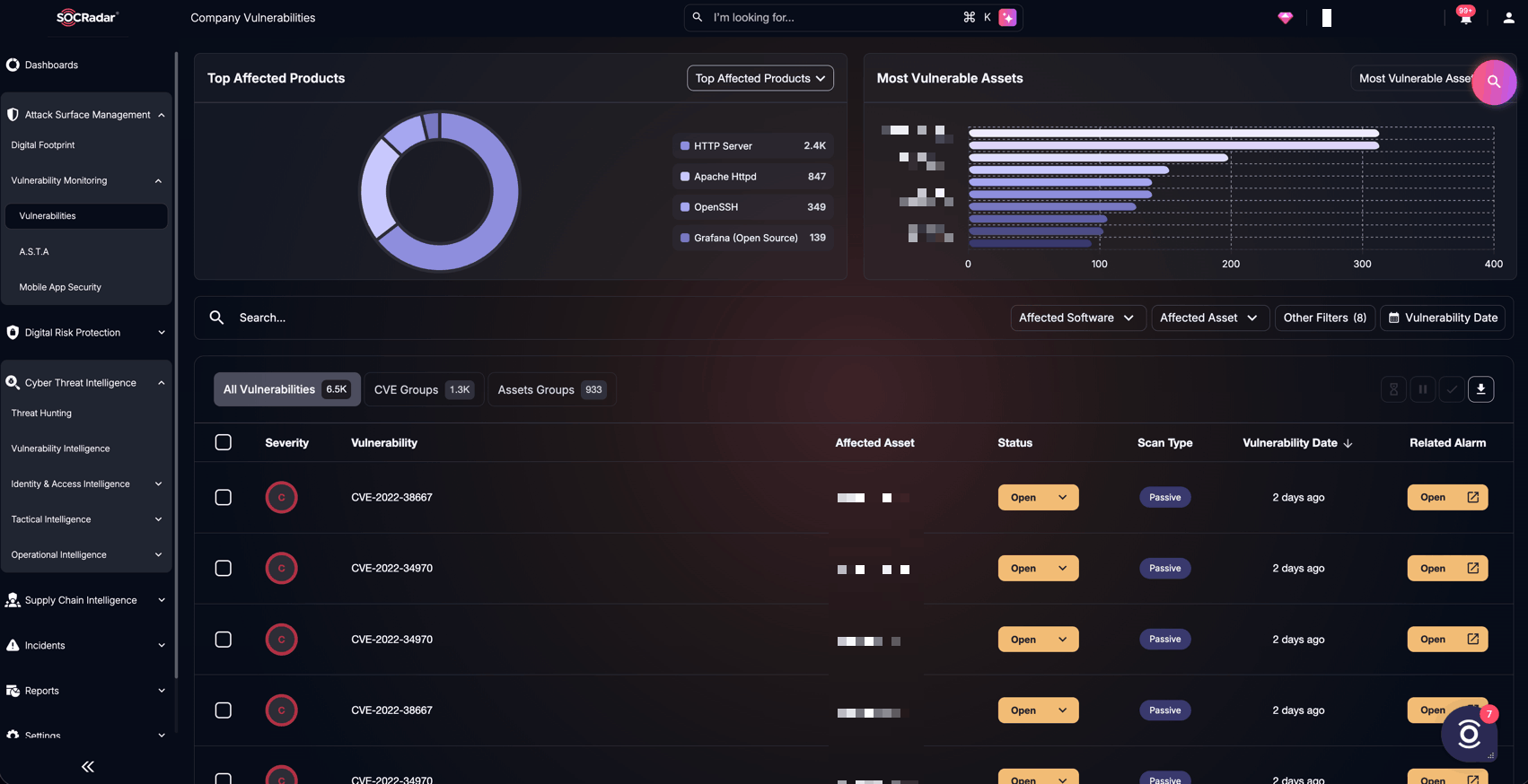 SOCRadar’s Attack Surface Management, Company Vulnerabilities
