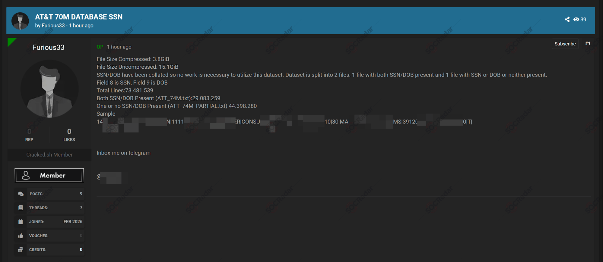 The Alleged Database of AT&T is on Sale