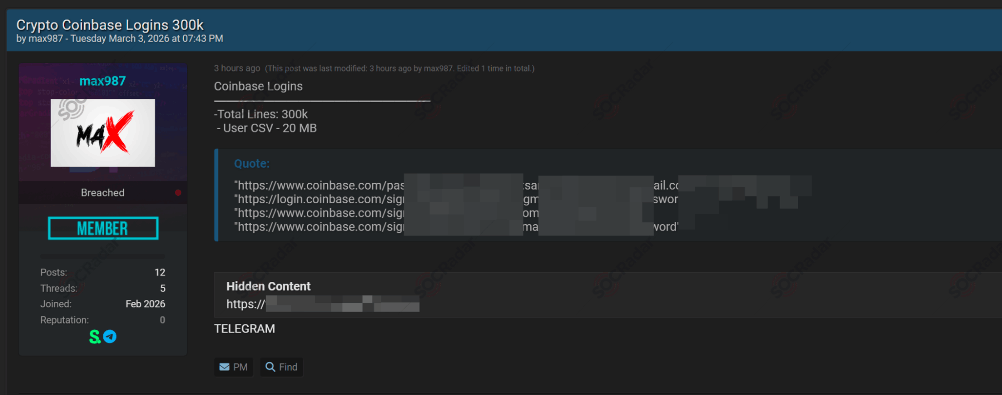 The Alleged Login Data of Coinbase are Leaked