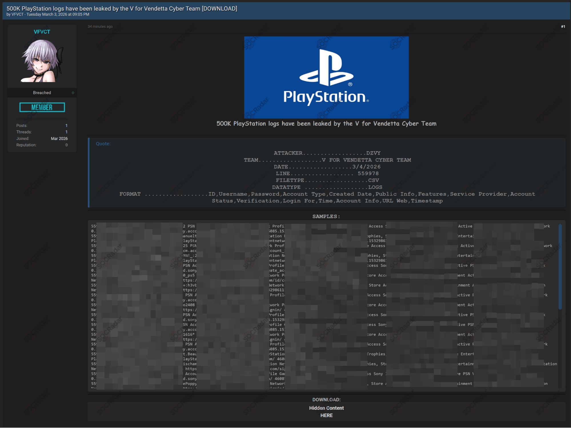 The Alleged Data of PlayStation are Leaked