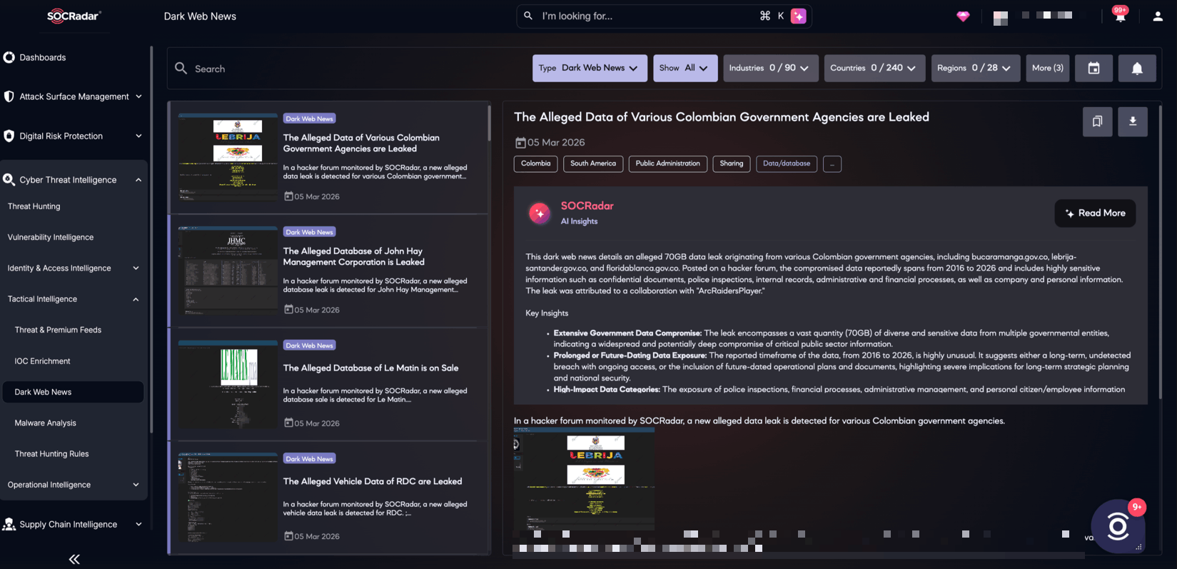 Use SOCRadar’s Dark Web News to be always ahead of the incoming threats.