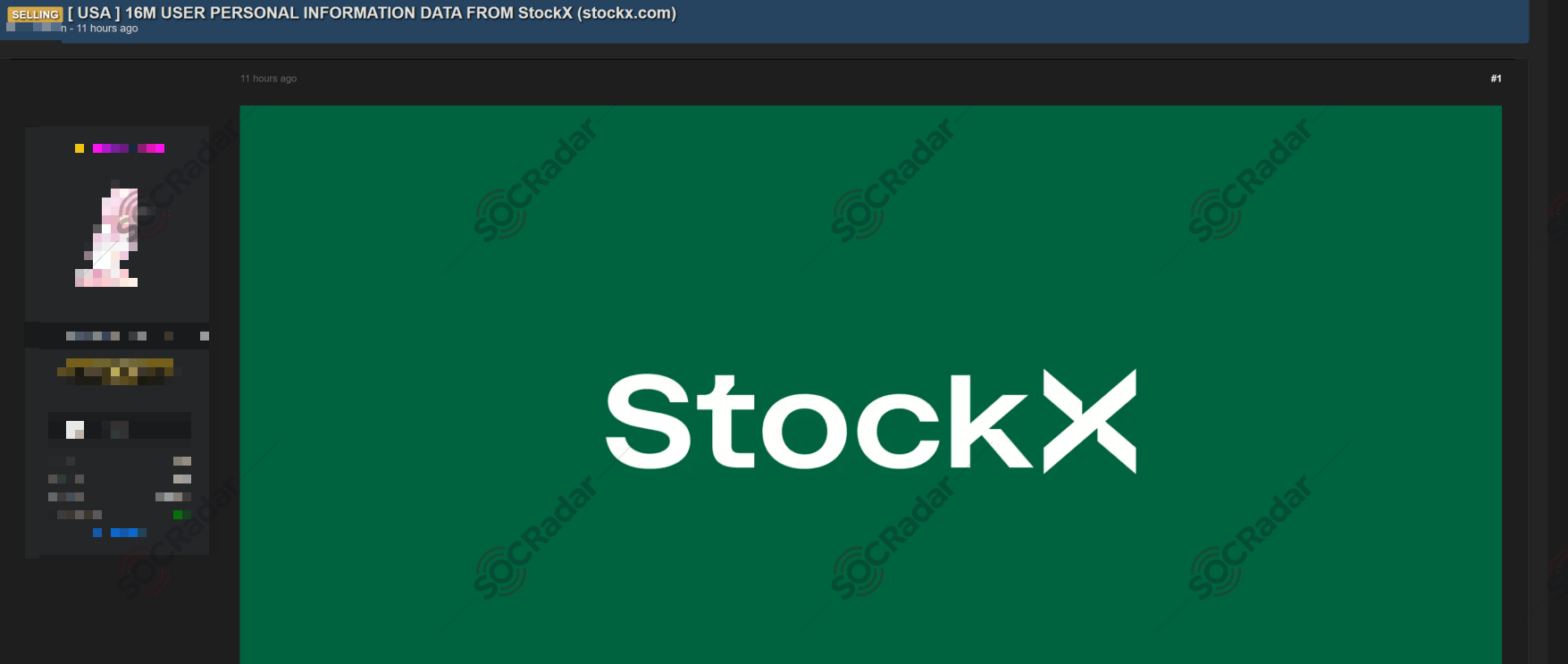 Alleged Database of StockX is on Sale