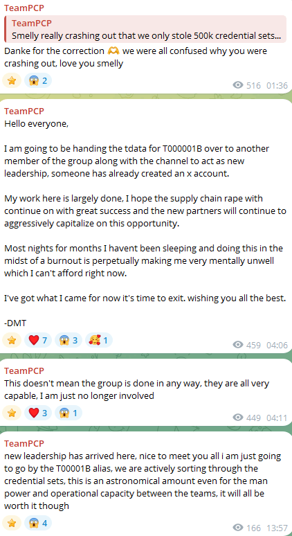 March 25, 2026 messages from the TeamPCP Telegram