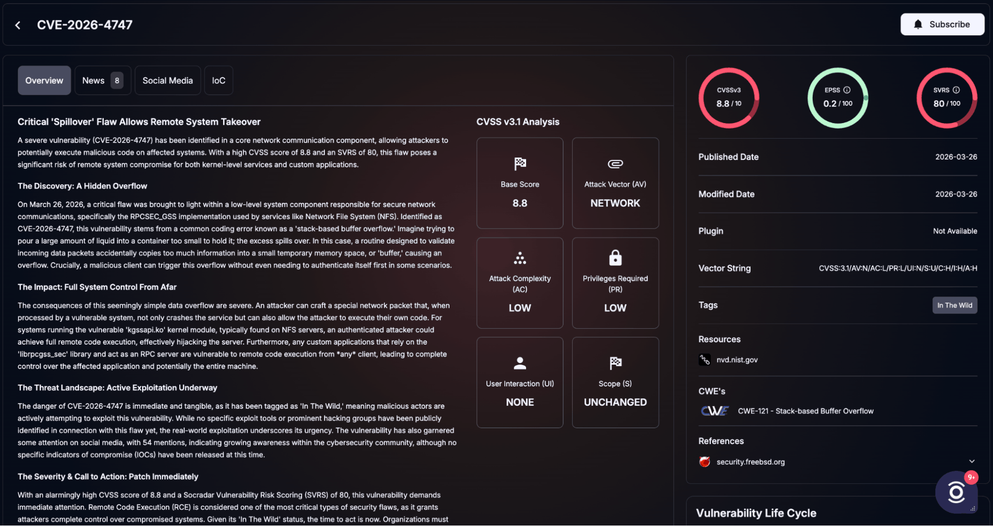 Details of CVE-2026-4747 (SOCRadar Vulnerability Intelligence)