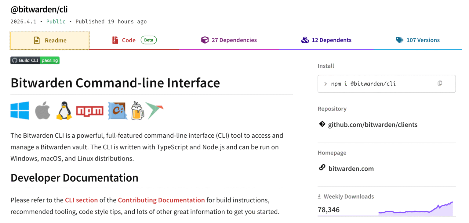 Bitwarden CLI Hijacked in npm Supply Chain Attack Linked