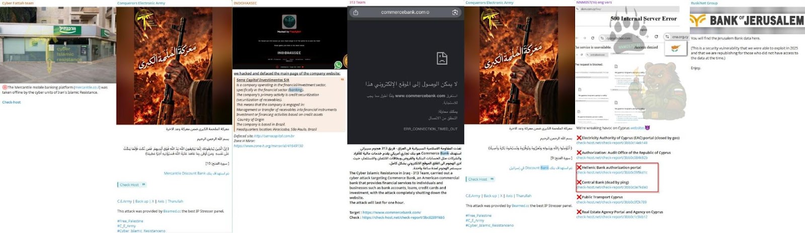 Various attack claims on the Finance Industry across hacktivst Telegram channels