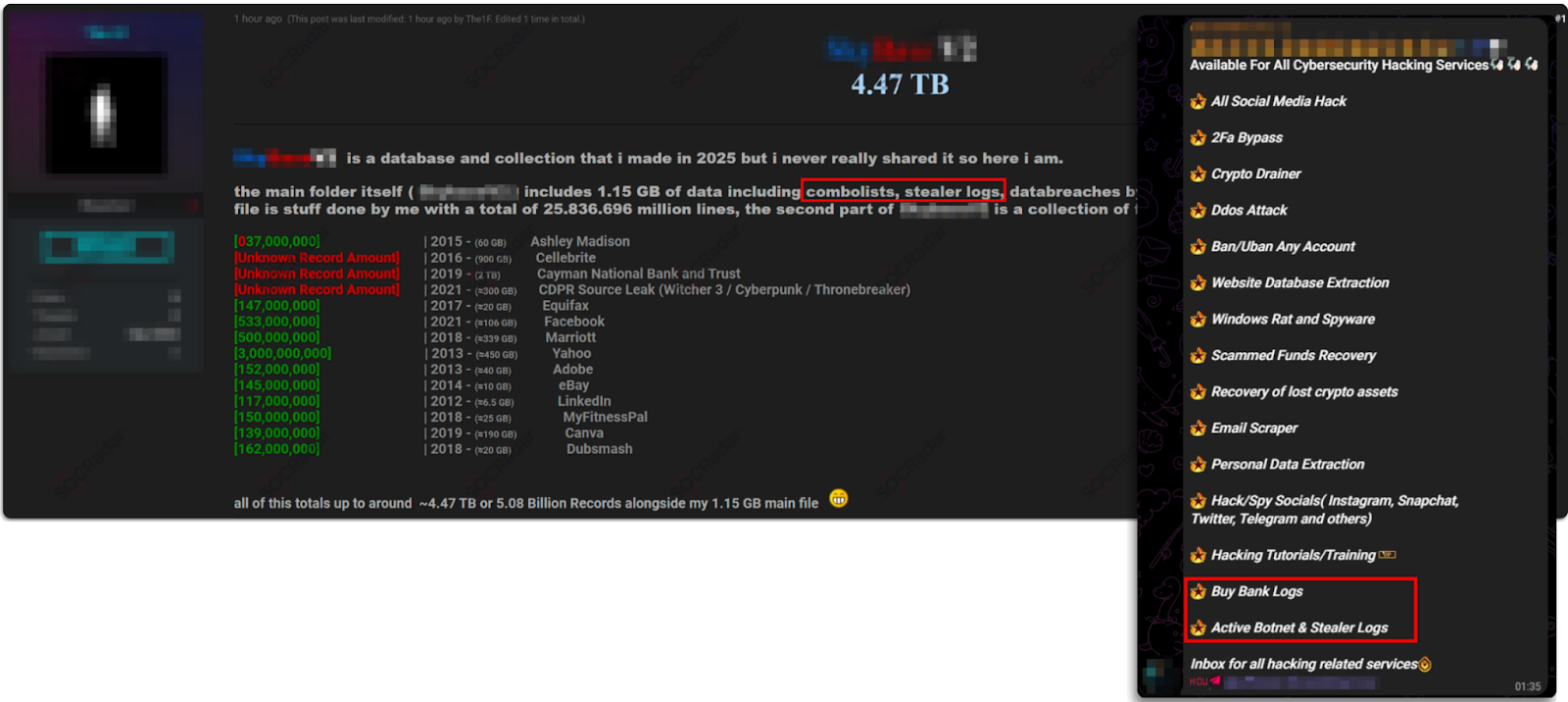 Stealer Logs & Combolists sales in Telegram and Underground Forums