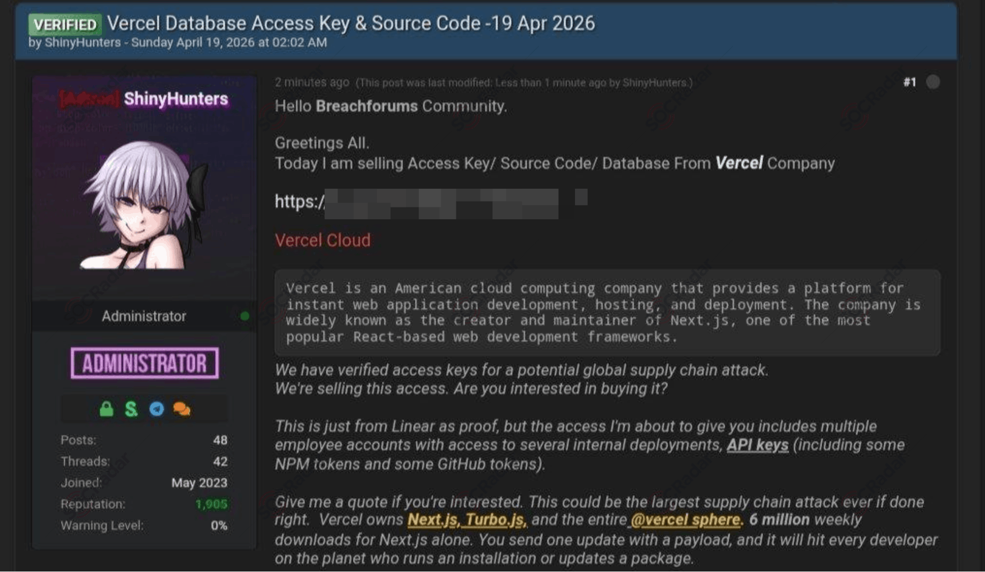 Vercel Breach: Hacker Claims to Sell Stolen Data in Potential Global ...