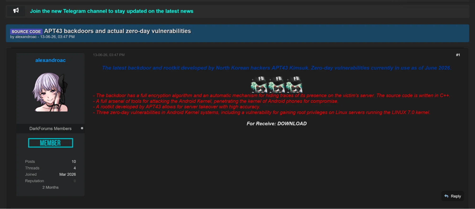 APT43 Backdoor and Zero-Day Vulnerability Claims are Detected
