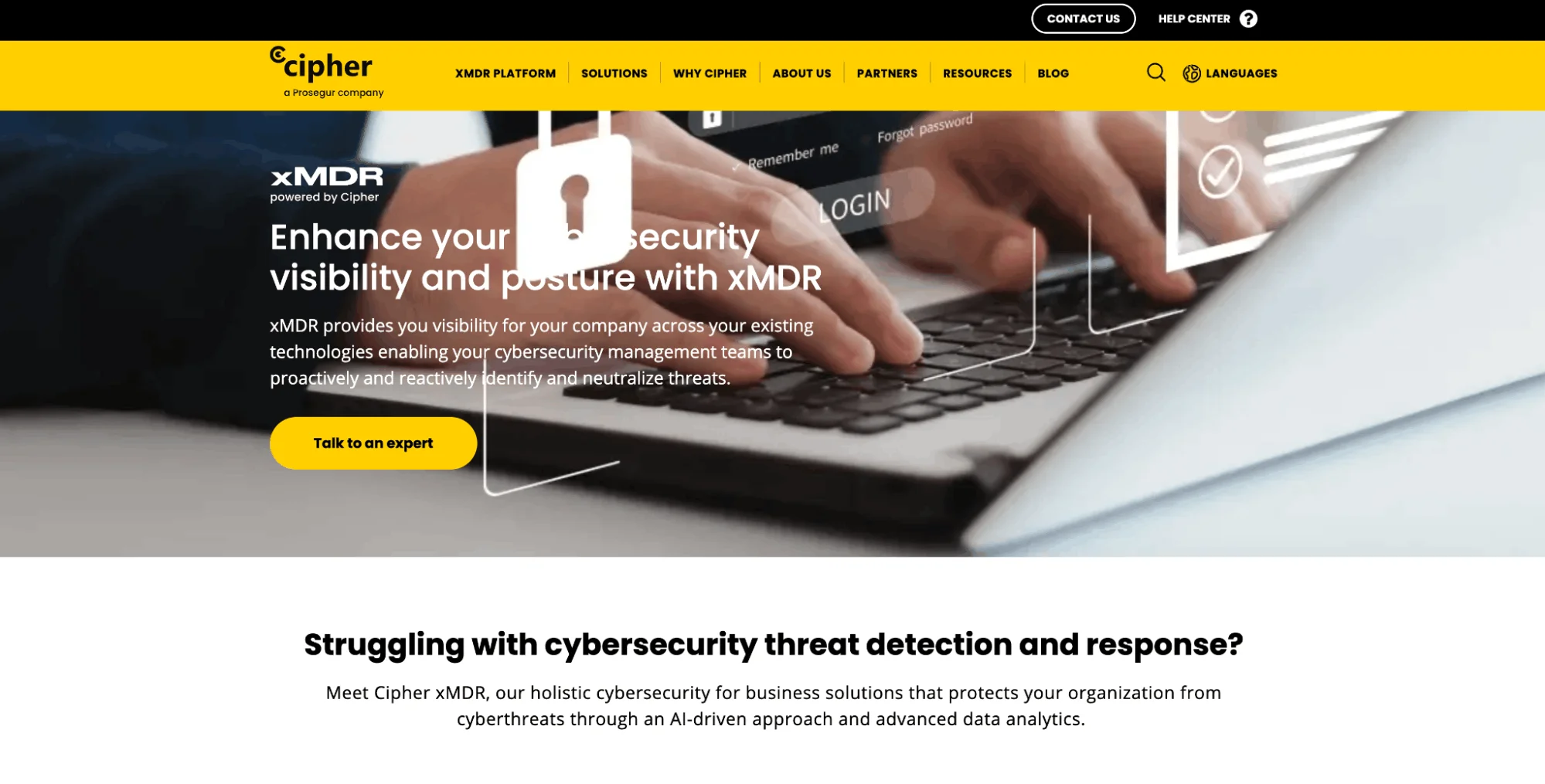 Website of Cipher (Prosegur Cybersecurity)