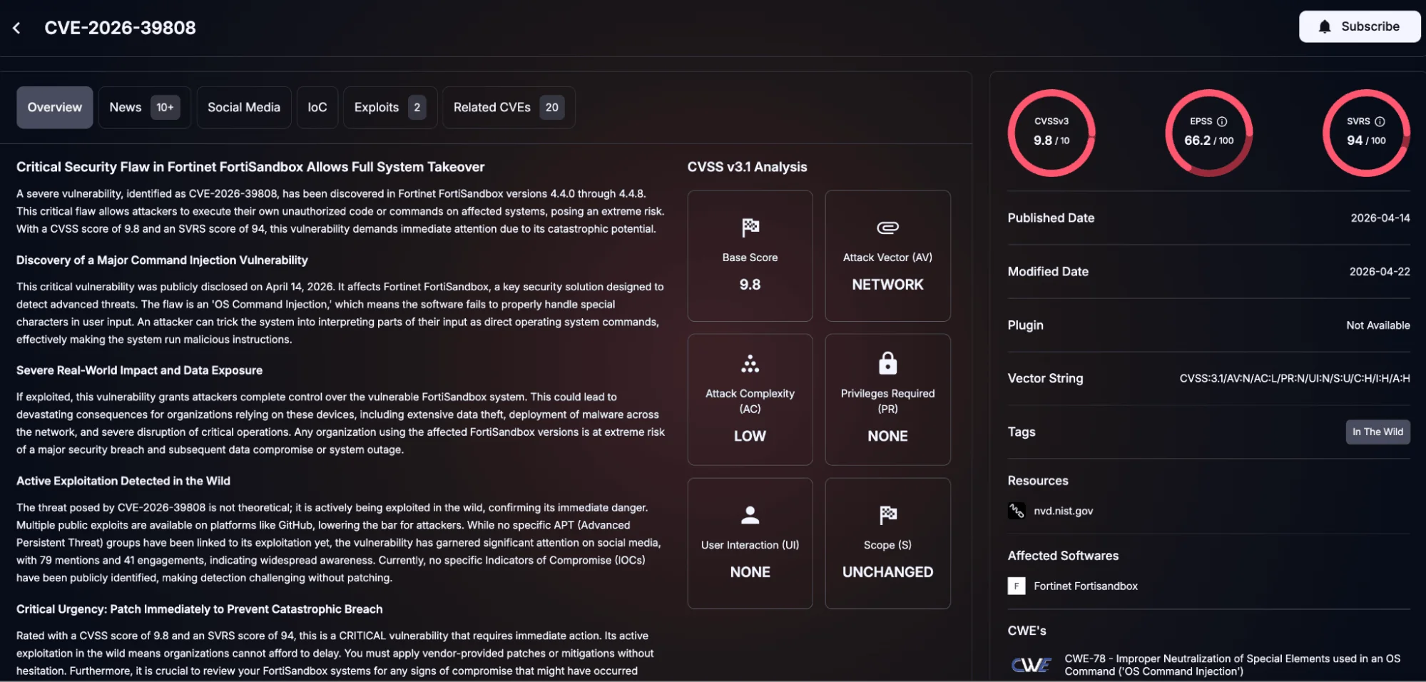 Details of CVE-2026-39808 (SOCRadar Vulnerability Intelligence)
