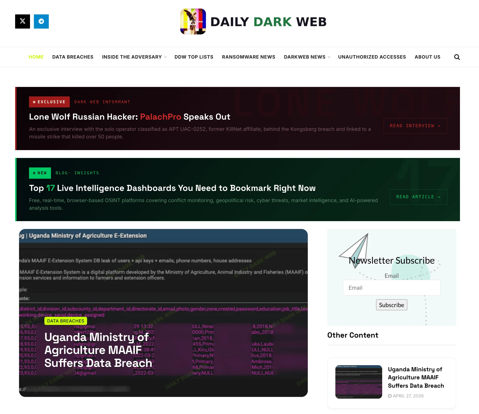 Daily Dark Web news site