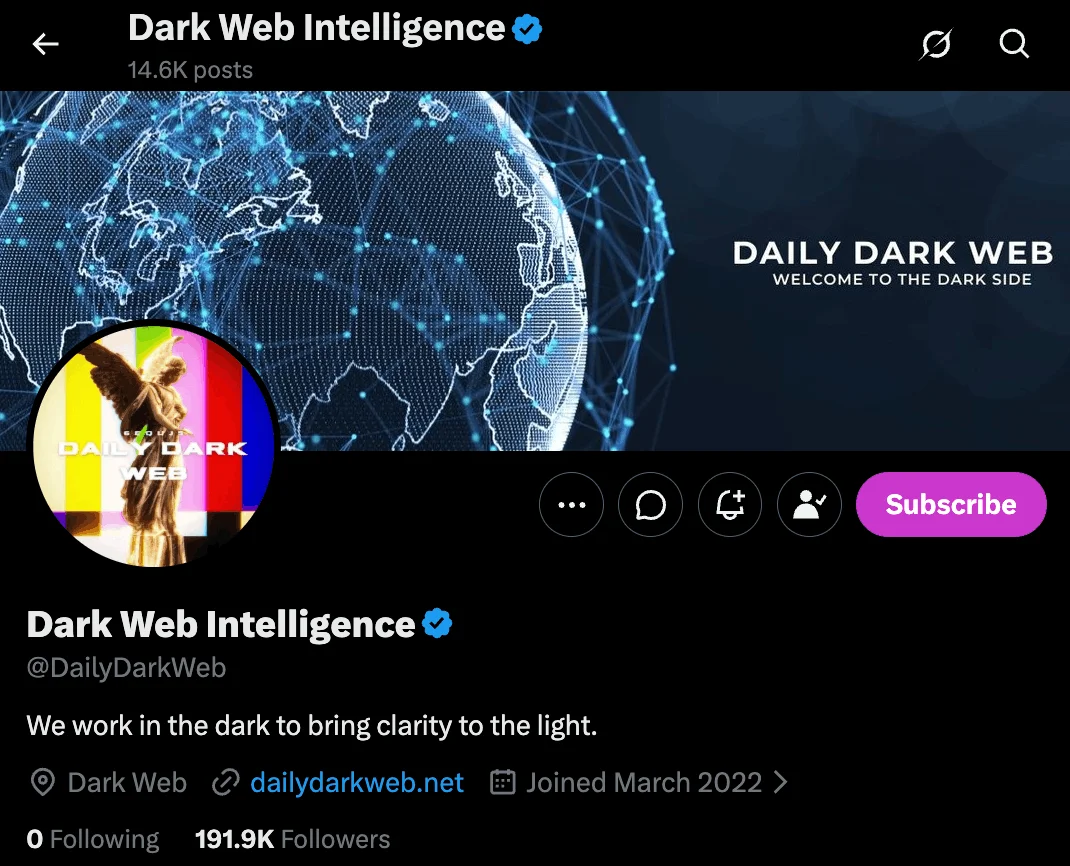 Dark Daily Web X account