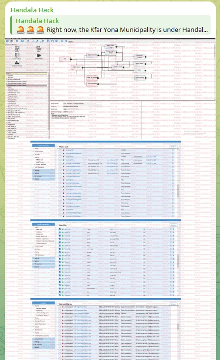 Screenshots shared by Handala as proof of their attacks, with one image mentioning “This is a sample script to demonstrate the different possibilities in Aeonix Auto Attendant.”