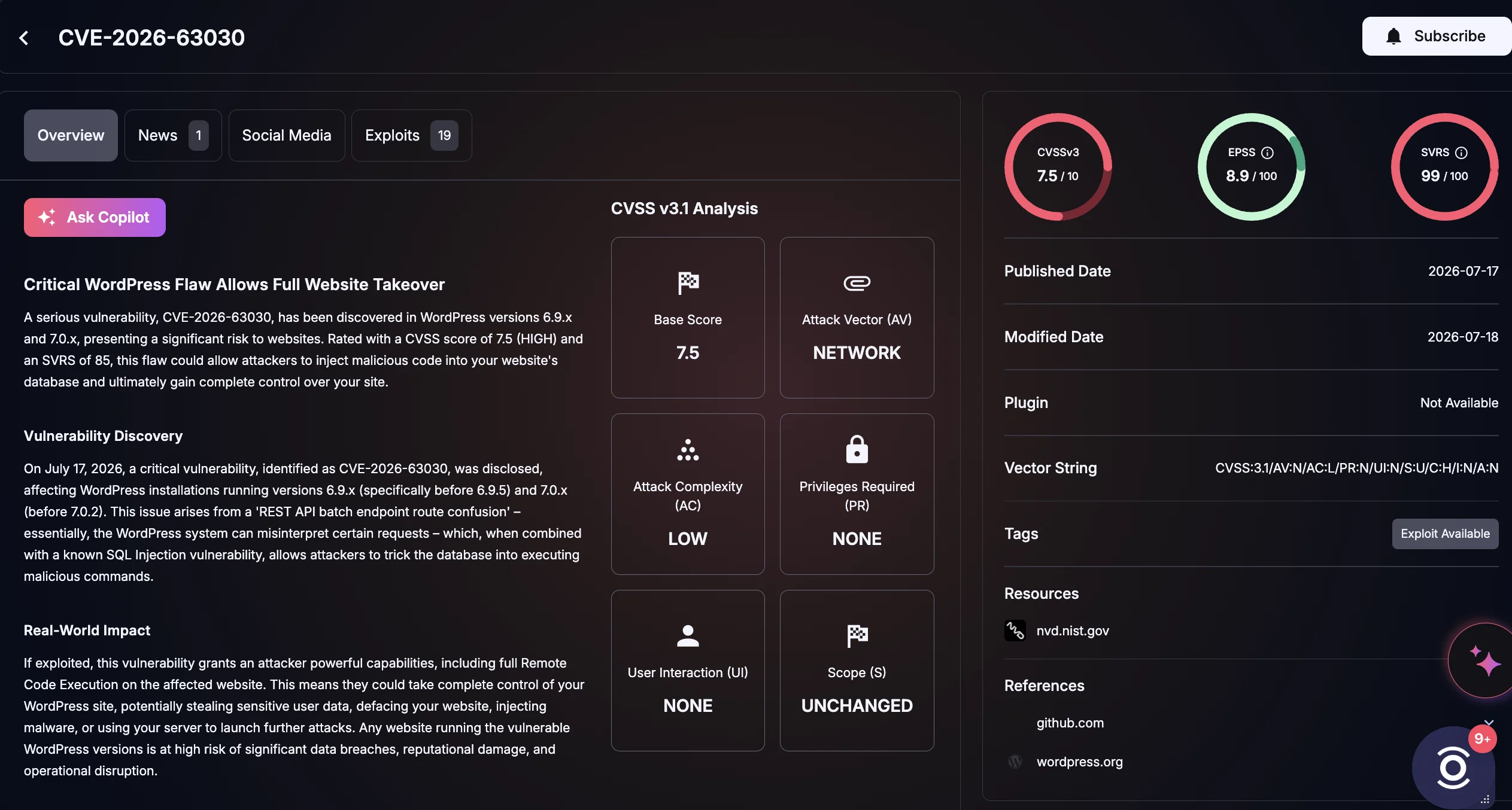 Details of CVE-2026-63030 in SOCRadar Vulnerability Intelligence