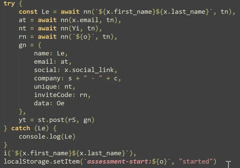 code encrypting sending pii c2 1
