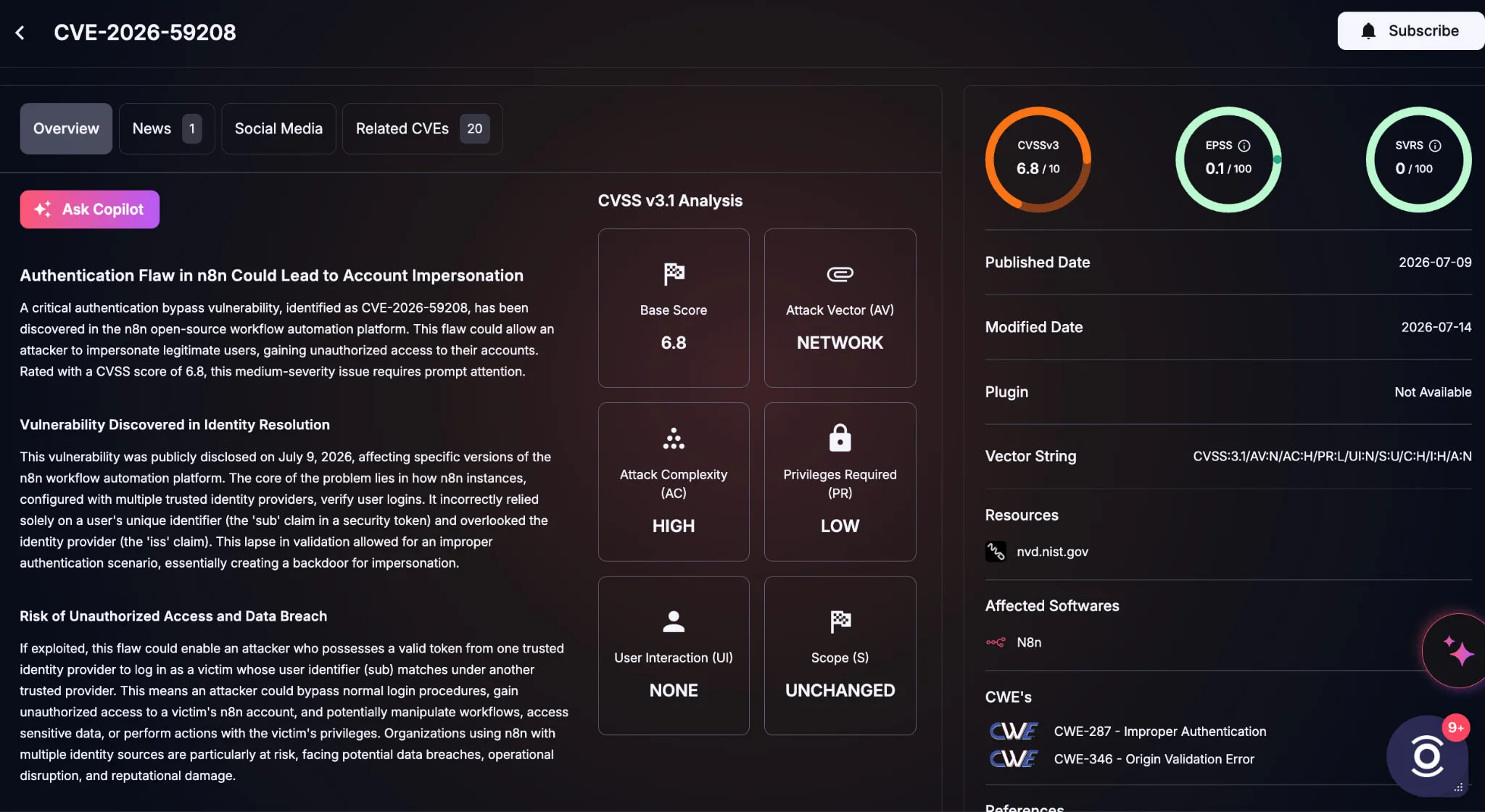 Details of CVE-2026-59208 in SOCRadar Vulnerability Intelligence