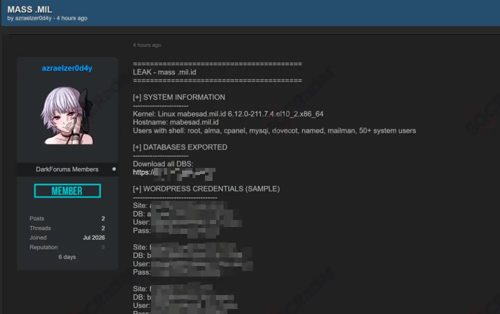 Alleged Indonesian Military Infrastructure Leak is Detected