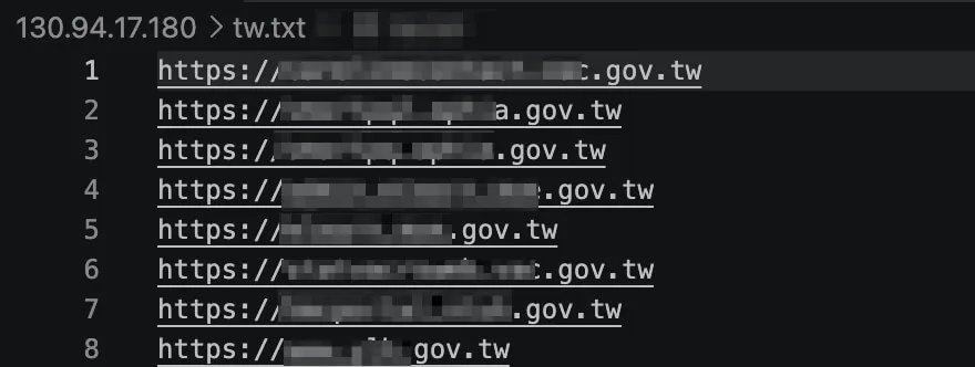 Specific target list for Taiwan (tw.txt)