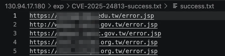 Successful JSP web shell (error.jsp) deployment