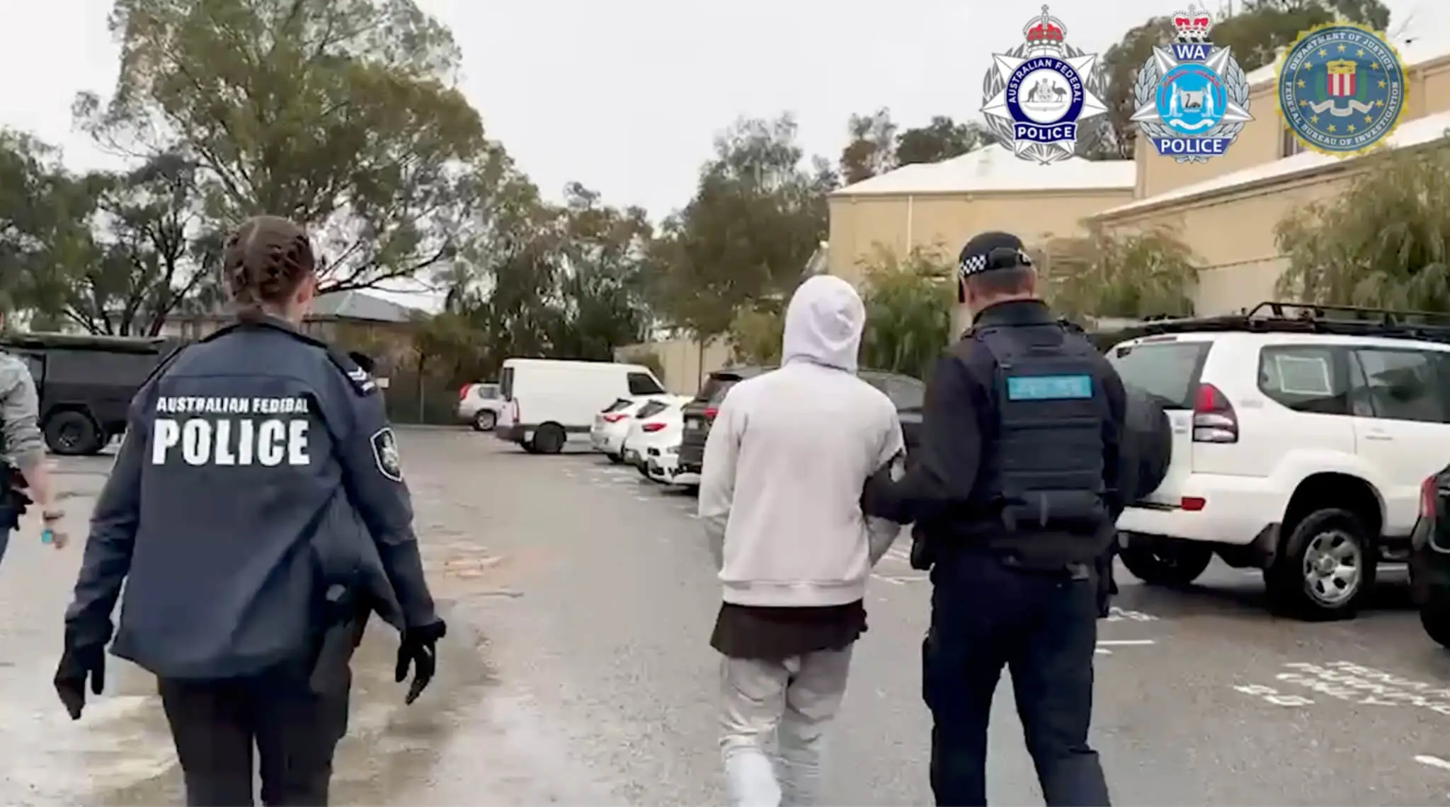 Arrest of the 23-year-old Mandurah man, one of two charged (Source)