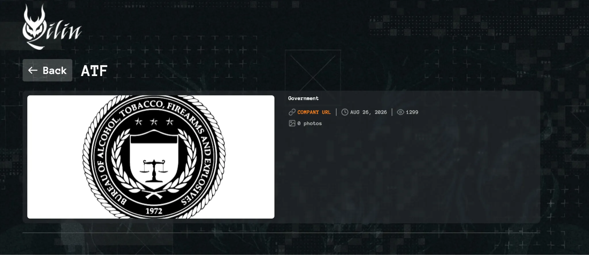 ATF Listing on Qilin Ransomware Leak Site