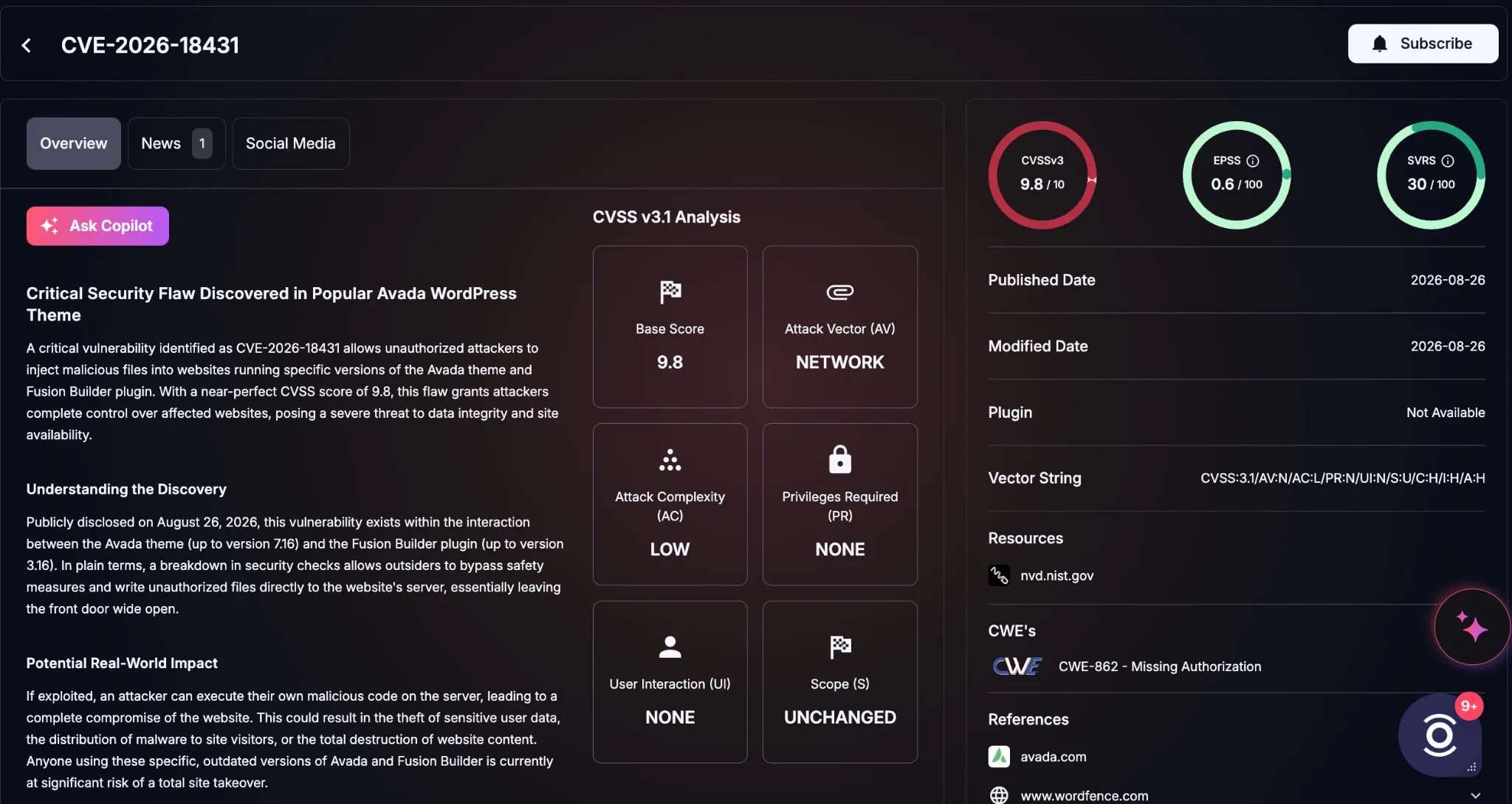 Details of CVE-2026-18431 (SOCRadar Vulnerability Intelligence)