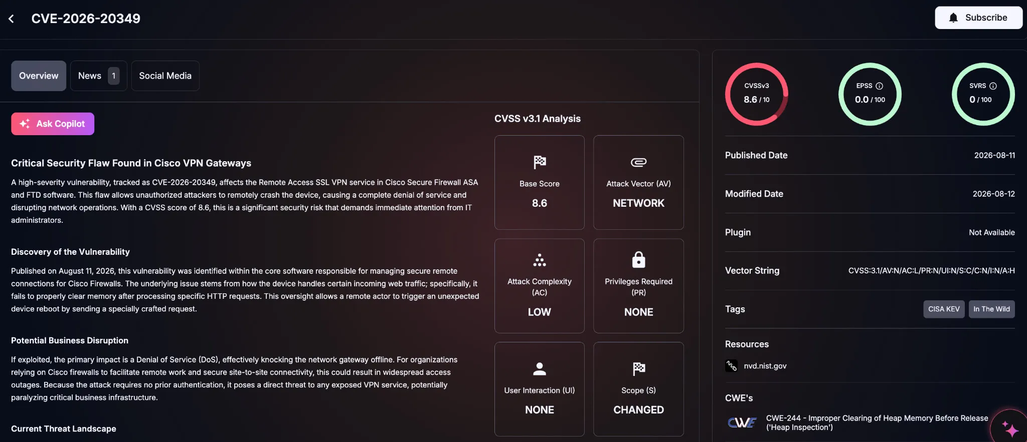 Details of CVE-2026-20349 (SOCRadar Vulnerability Intelligence)