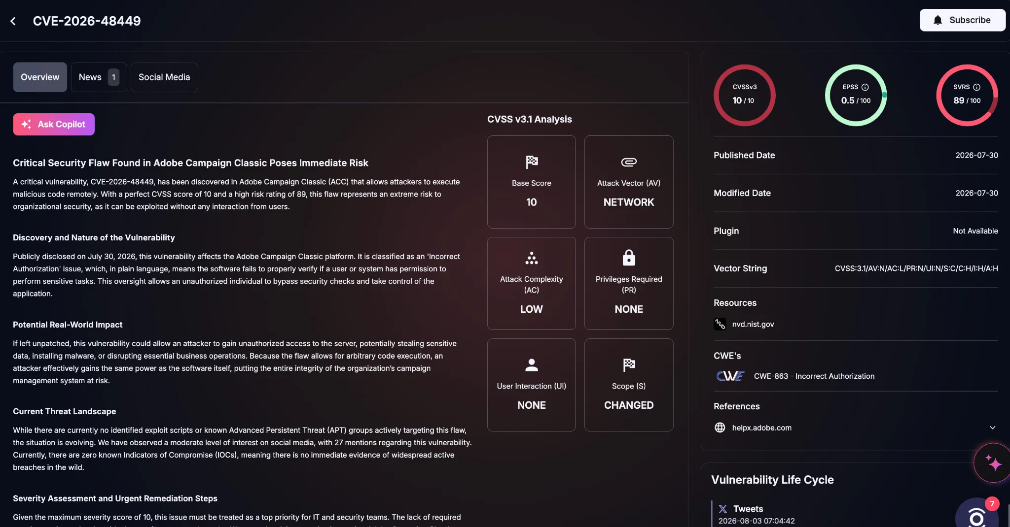 Details of CVE-2026-48449 (SOCRadar Vulnerability Intelligence)