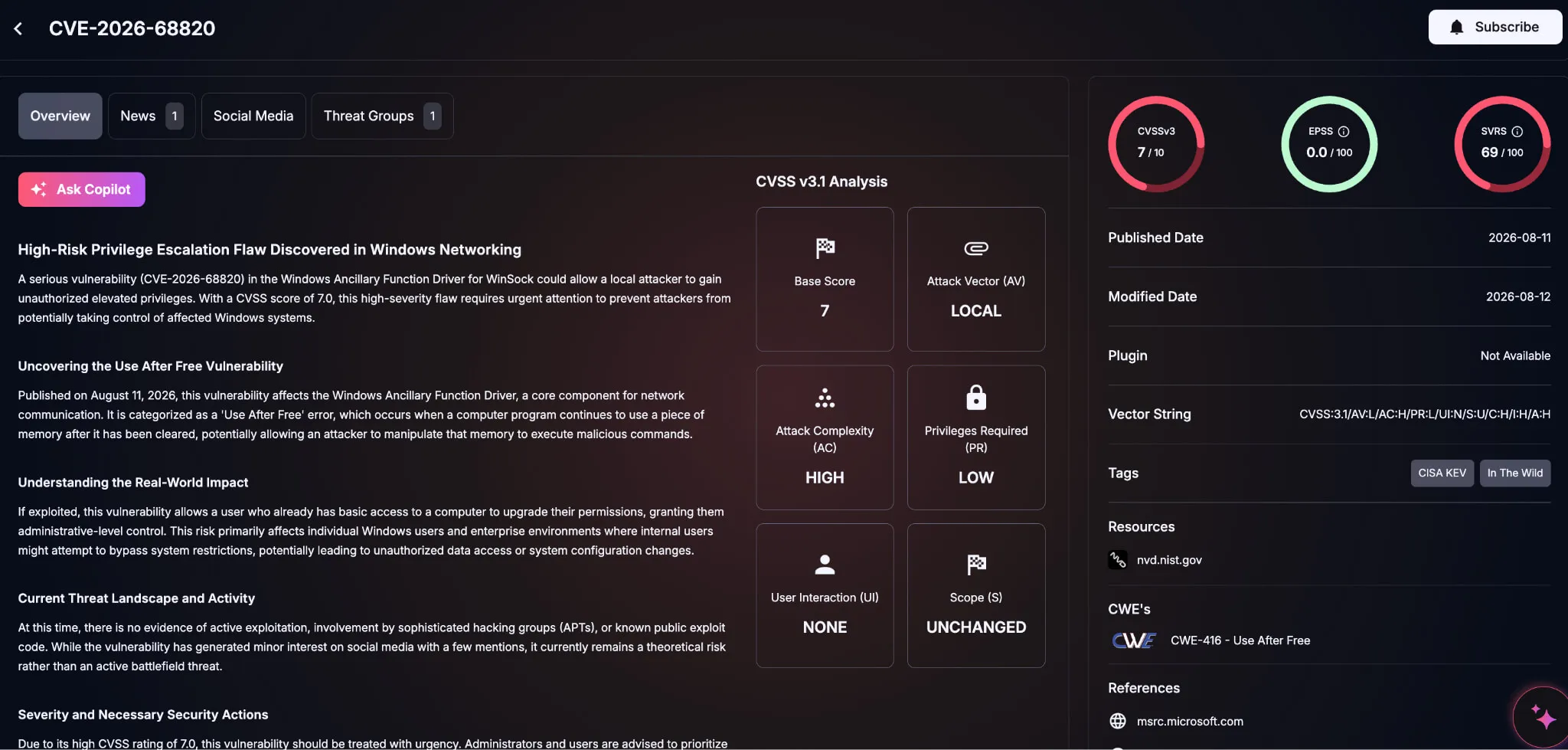 Details of CVE-2026-68820 (SOCRadar Vulnerability Intelligence)