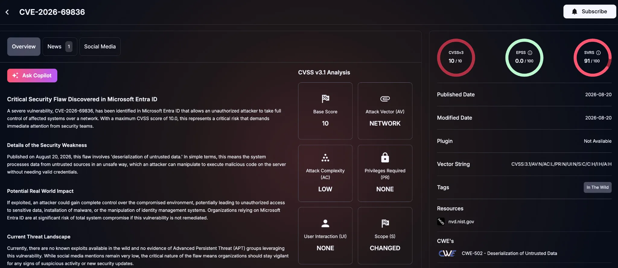 Details of CVE-2026-69836 (SOCRadar Vulnerability Intelligence)