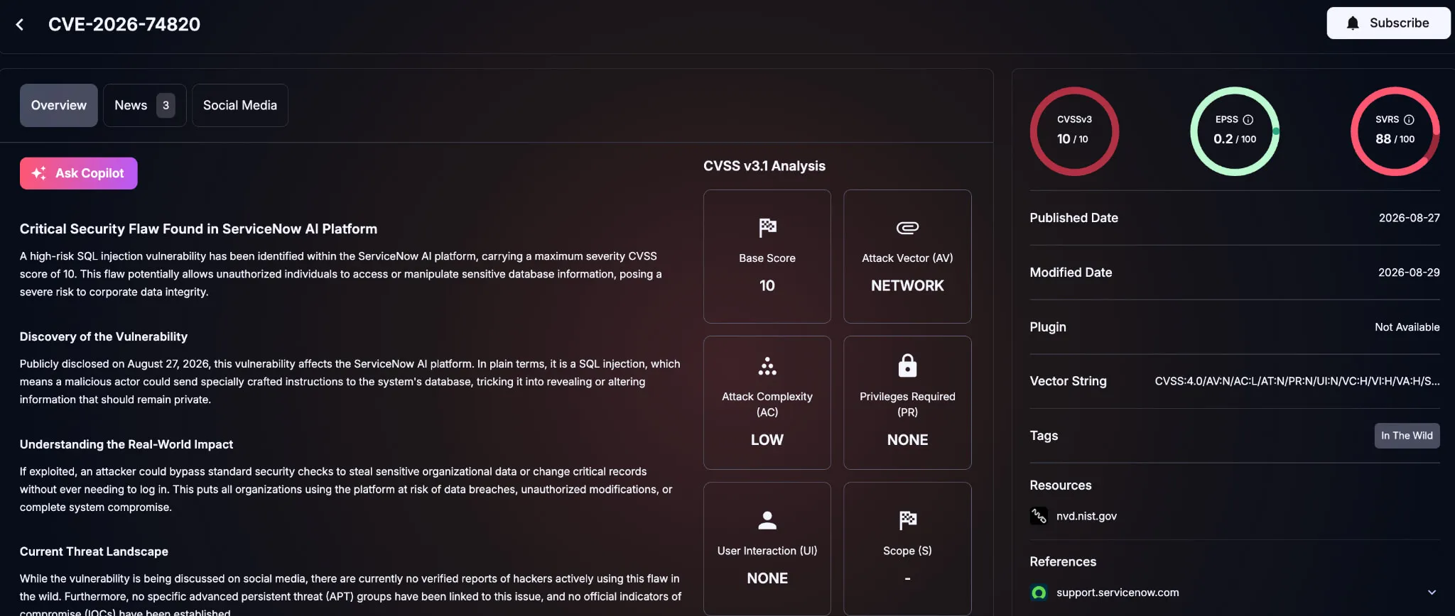Details of CVE-2026-74820 (SOCRadar Vulnerability Intelligence)