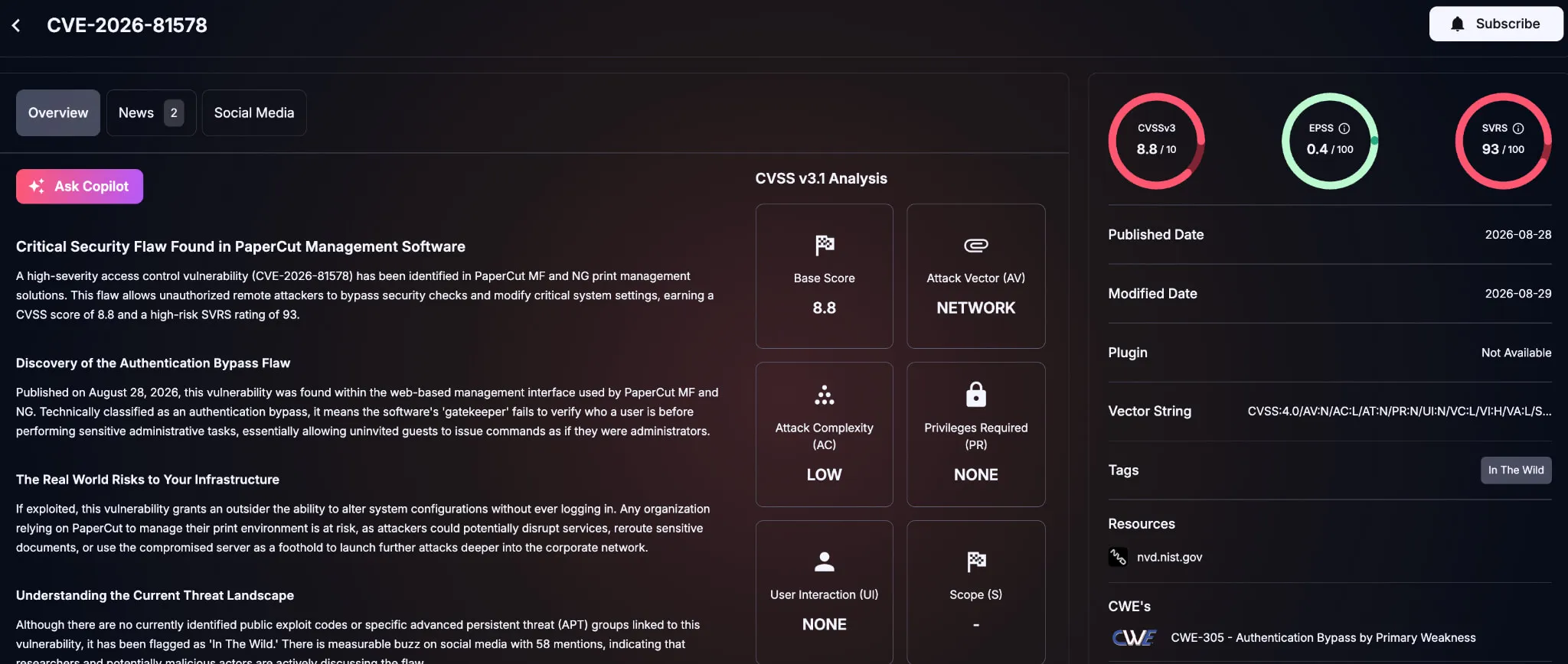 Details of CVE-2026-81578 (SOCRadar Vulnerability Intelligence)