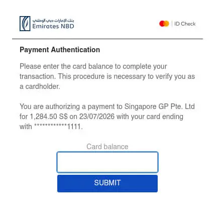 Emirates NBD challenge screen
