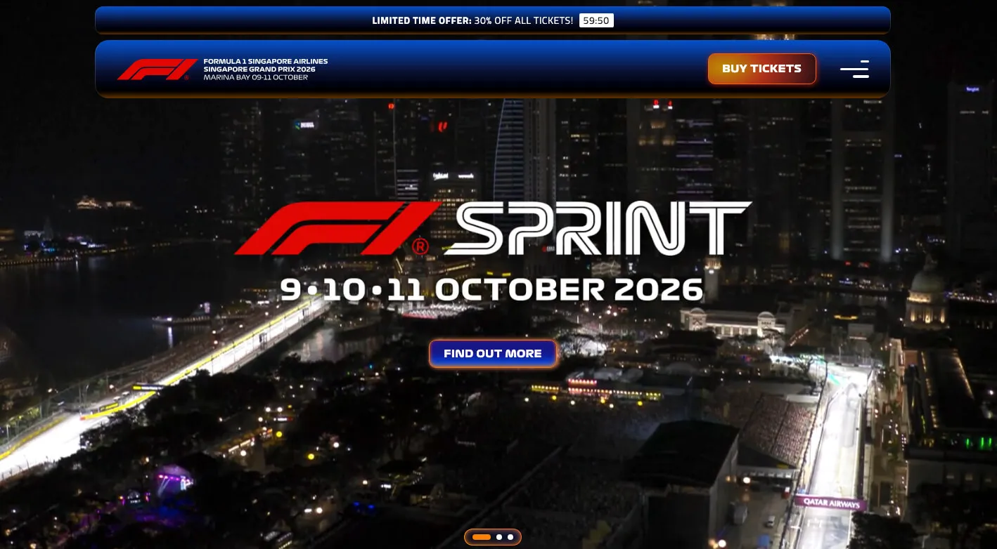 Main phishing page (f1-tickets-sg[.]com)