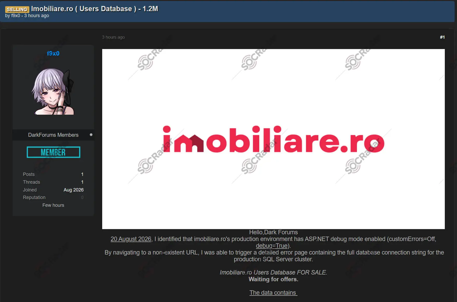 imobiliare ro user database exposed asp net debug