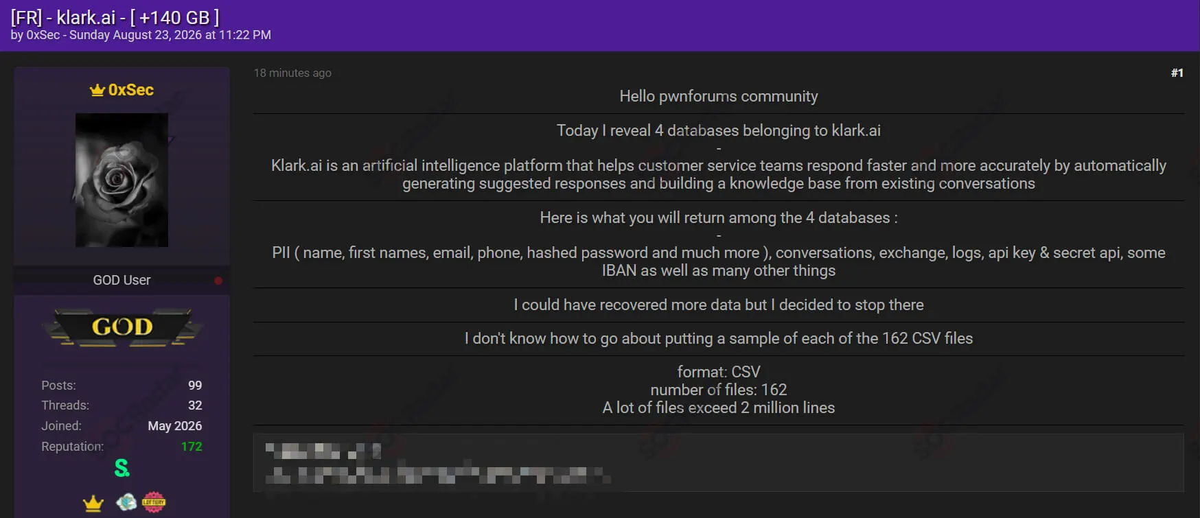 klark ai customer service platform data leak