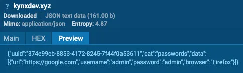 Passwords chunk HTTP request payload