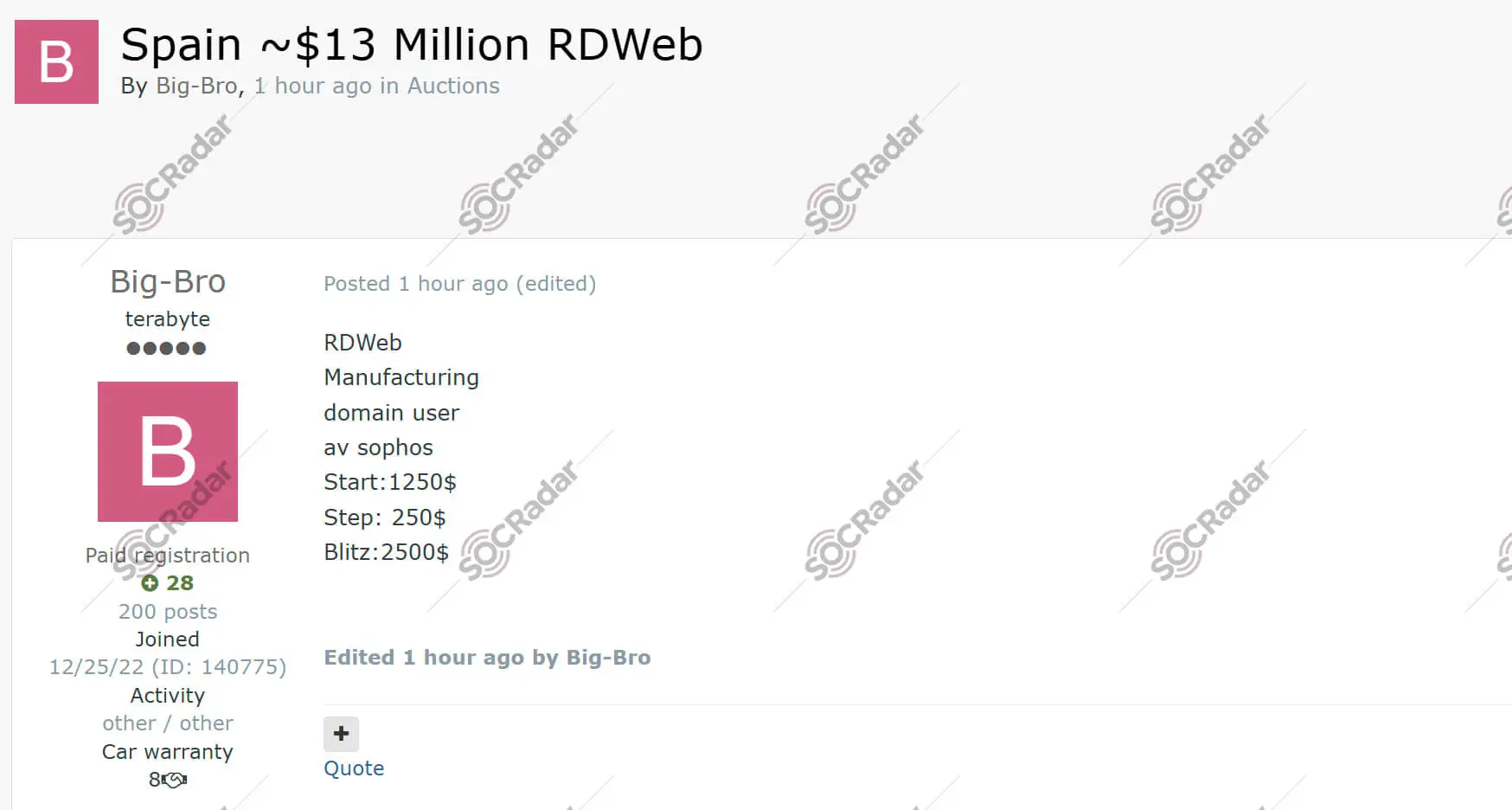 rdweb access spanish manufacturer initial access broker