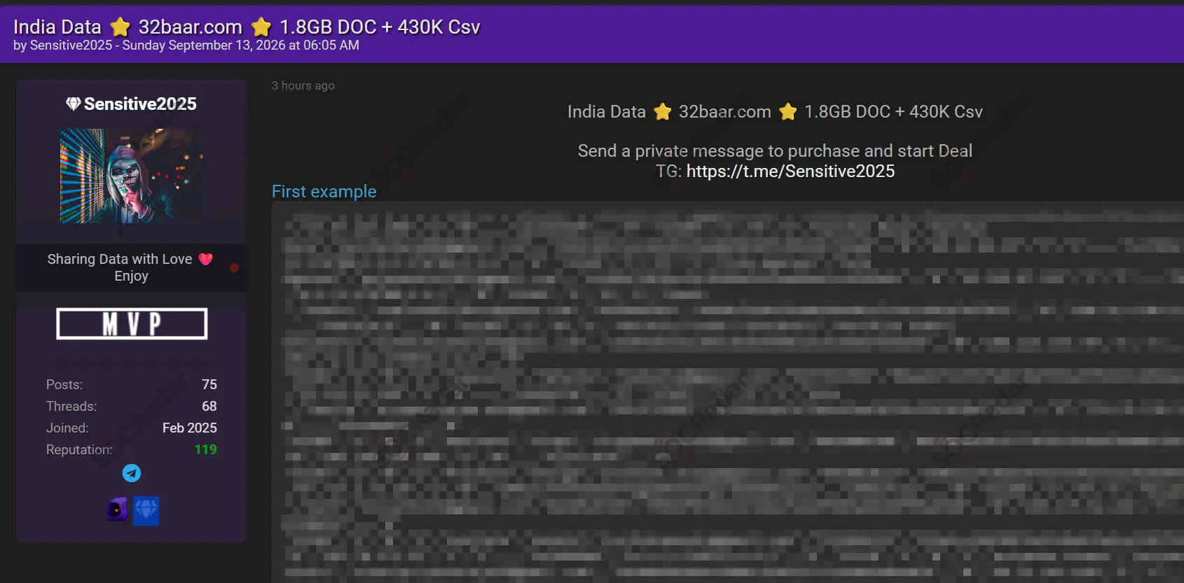 32baar com customer database breach 430k records socradar alert