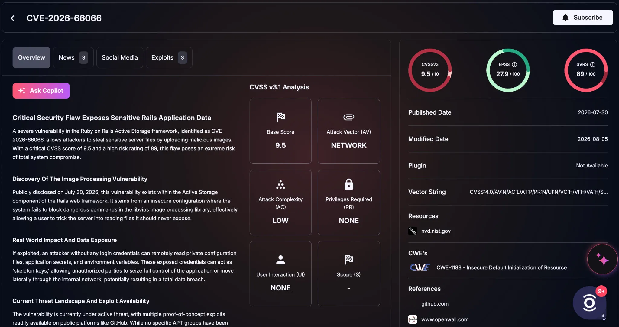 Details of CVE-2026-66066 (SOCRadar Vulnerability Intelligence)