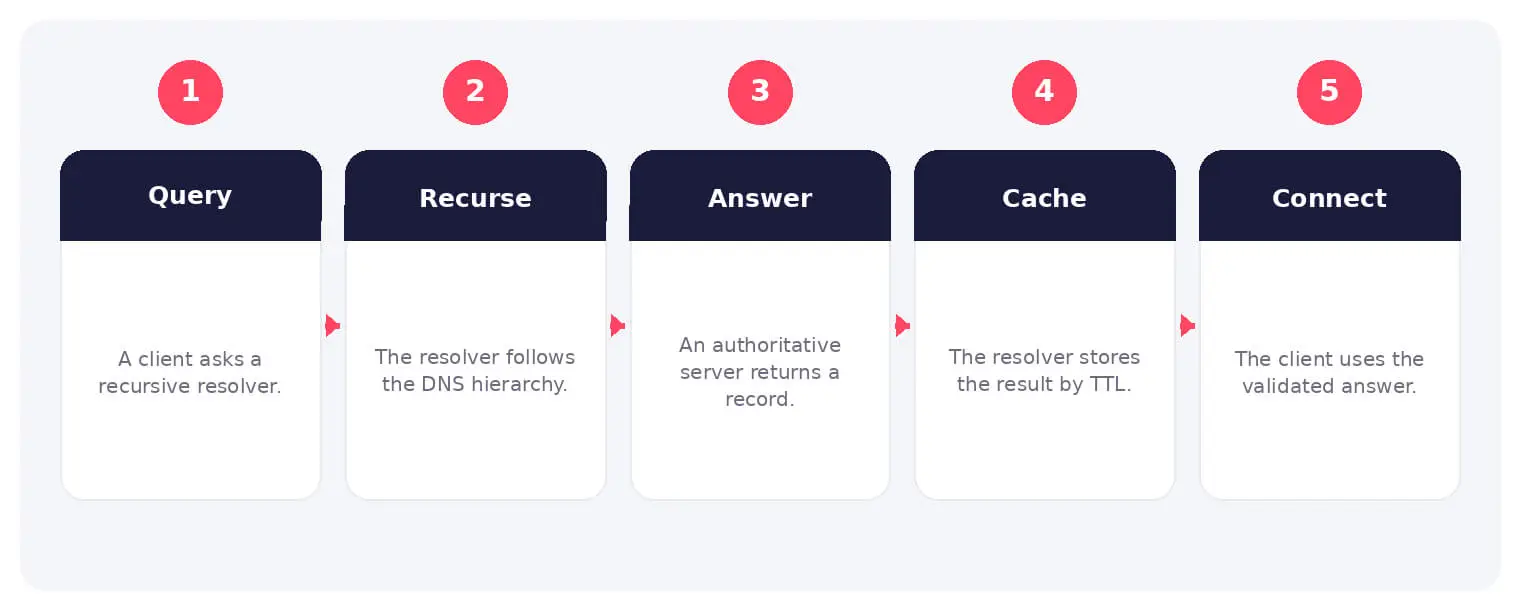 The main stages and decision points associated with DNS server.