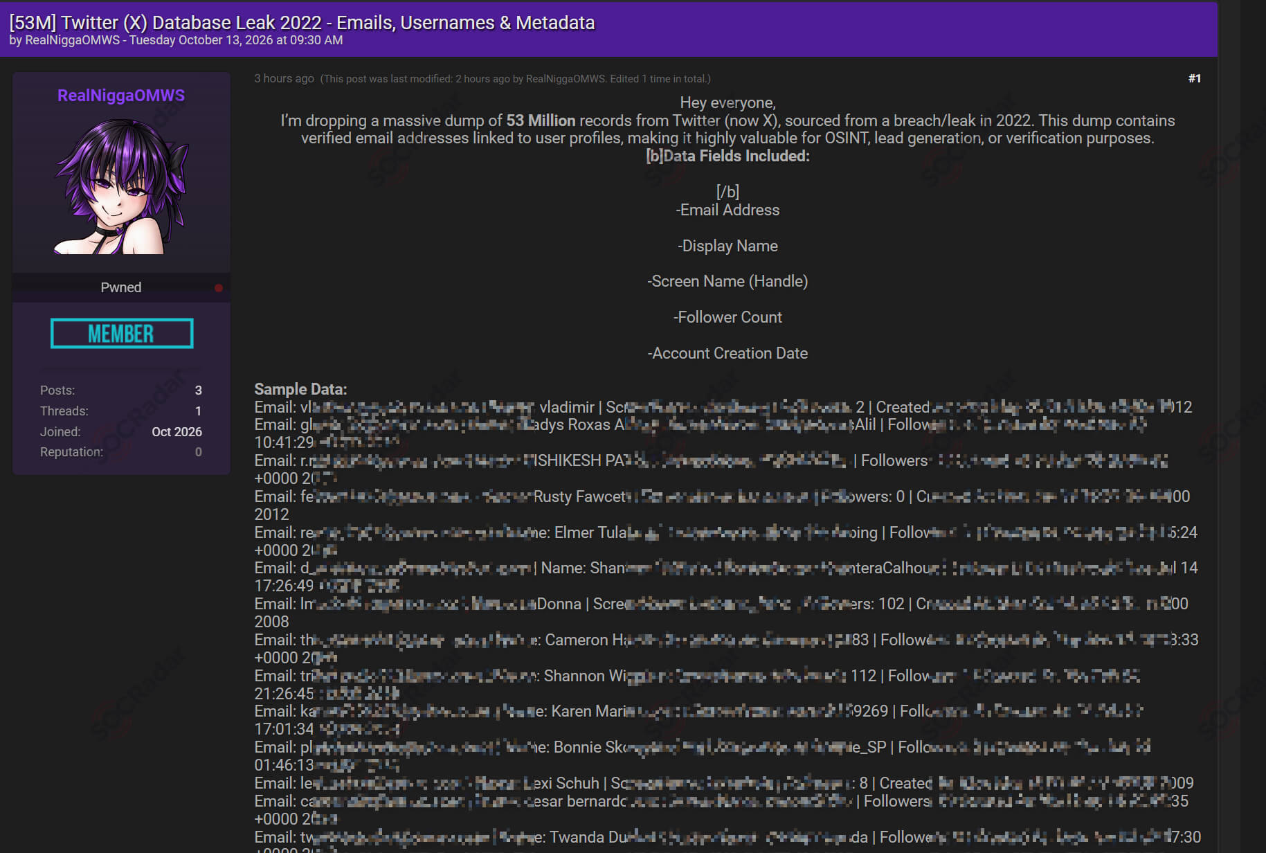 Alleged X (Twitter) Data Dumps are Detected