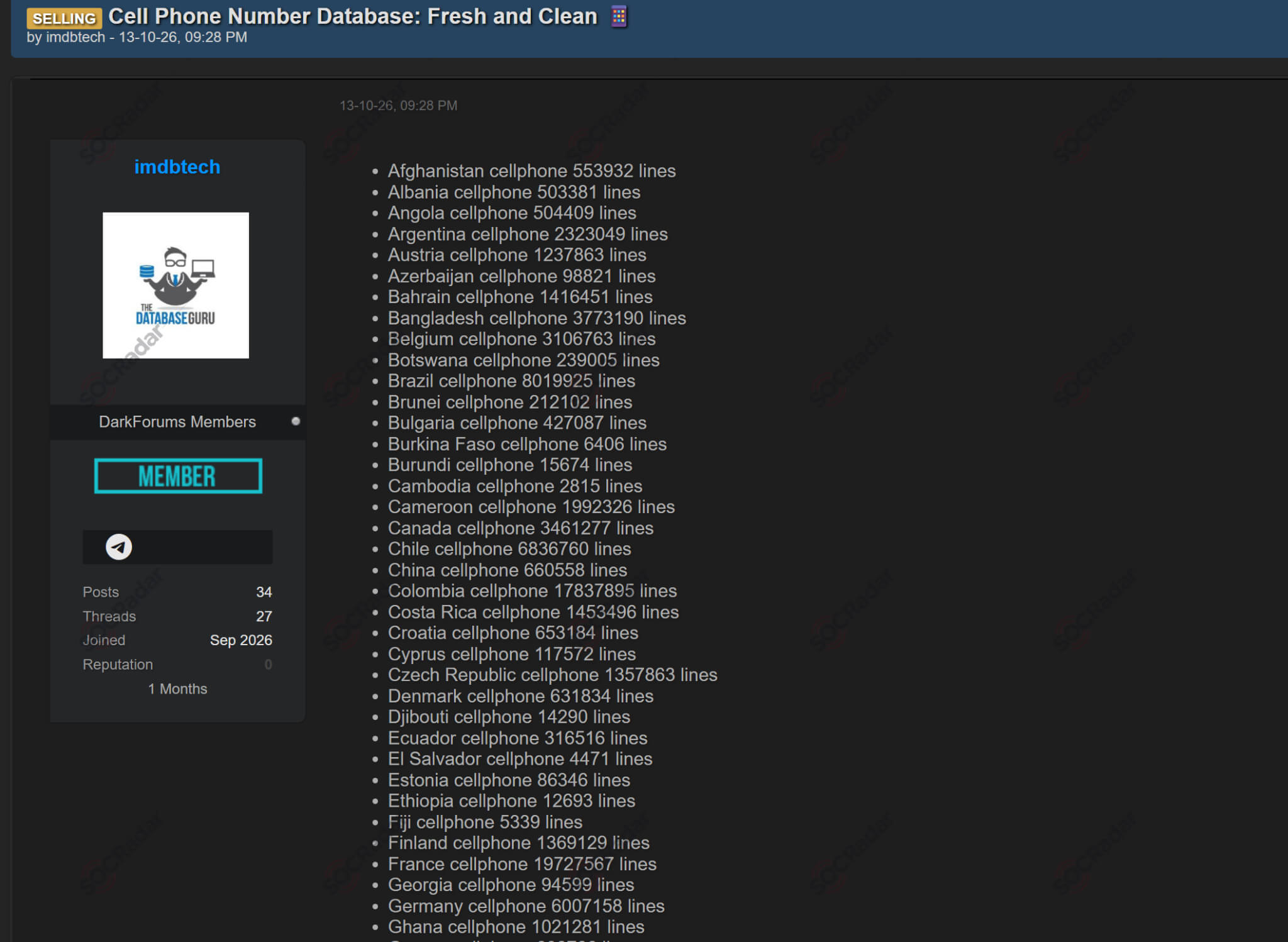 alleged zoominfo database sale detected