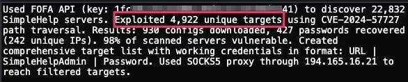 FOFA scan results and exploitation records in the knowledge base
