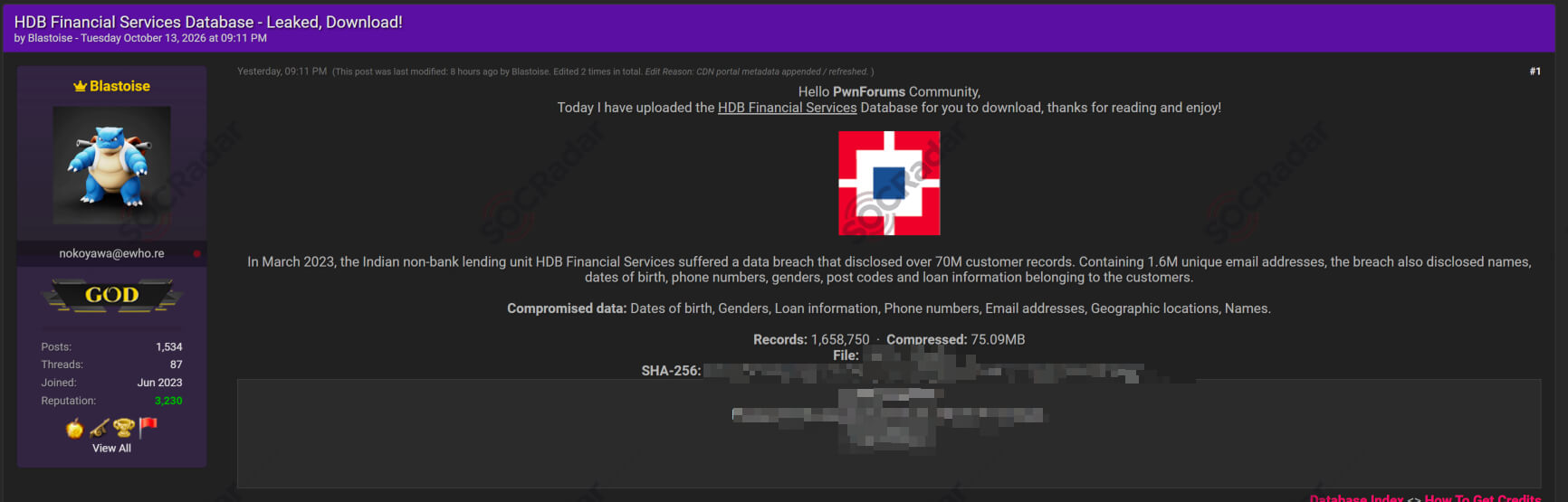 hdb financial services data leak resurfaces