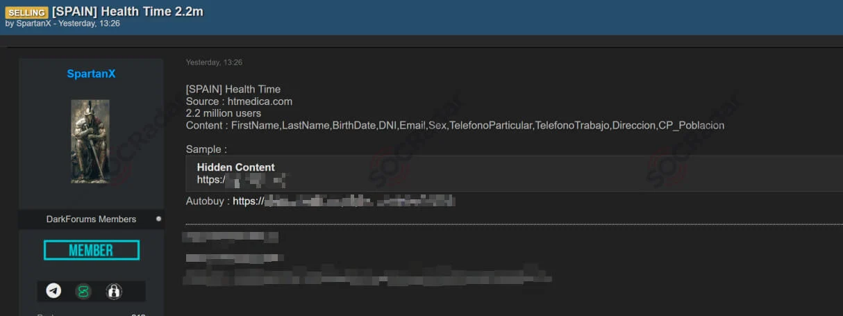 ht medica database sale detected