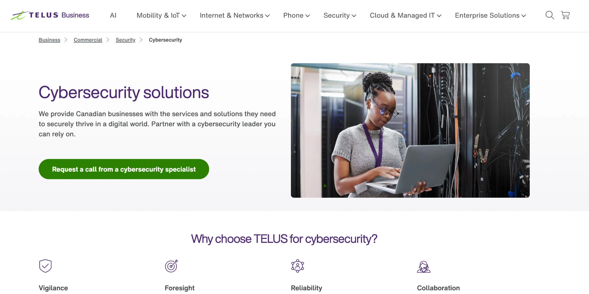 TELUS: Managed cybersecurity solutions and 24/7 SOC.