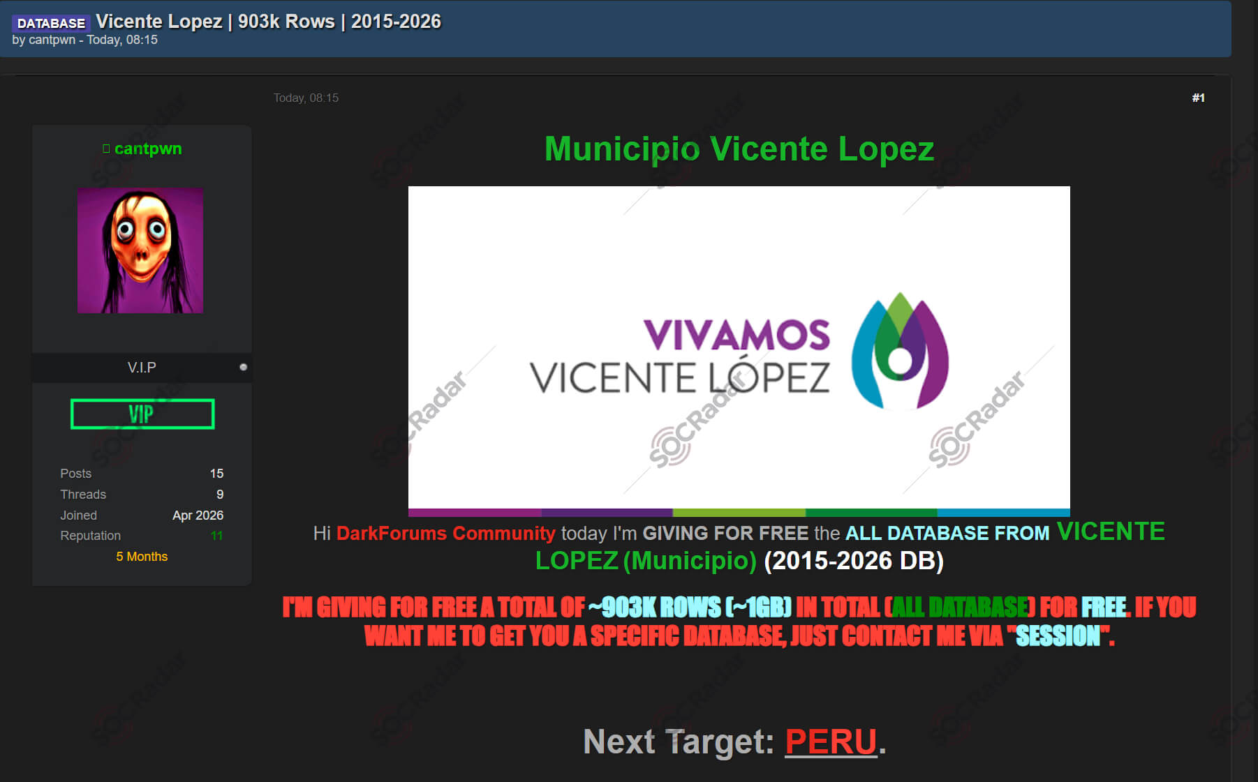 vicente lopez municipal database leak detected
